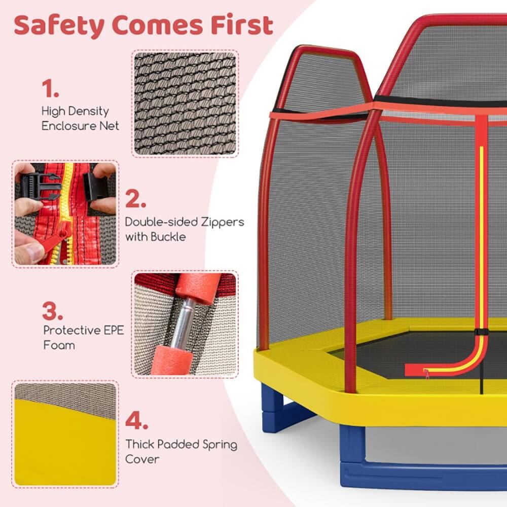 Safety Comes First

1. High Density Enclosure Net  
2. Double-sided Zippers with Buckle  
3. Protective EPE Foam  
4. Thick Padded Spring Cover