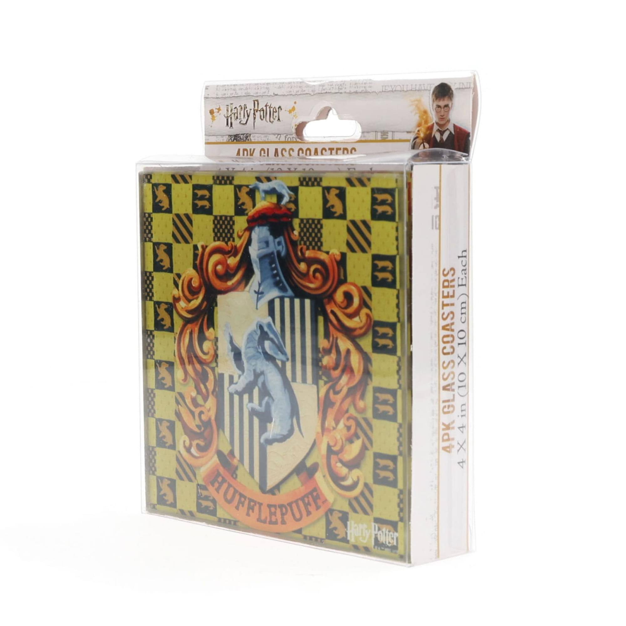 Harry Potter  
Hufflepuff  
4PK Glass Coasters  
10 cm x 10 cm (4 in x 4 in) Each