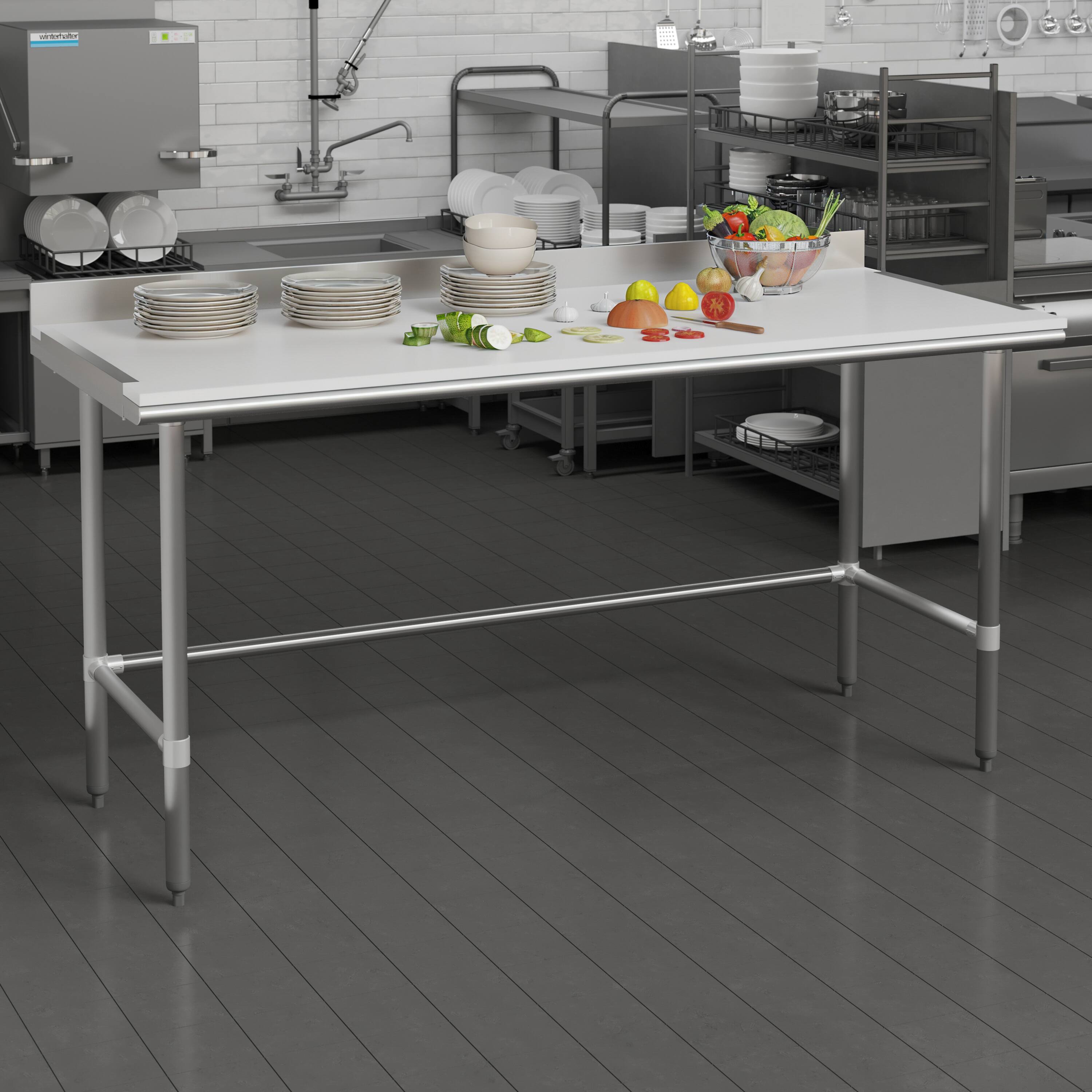 Alt View 1. Flash Furniture - Denton Commercial Grade NSF Certified High-Pressure 0.75" Thick Poly Top Cutting Board with Brackets for Kitchen Tableto - White.
