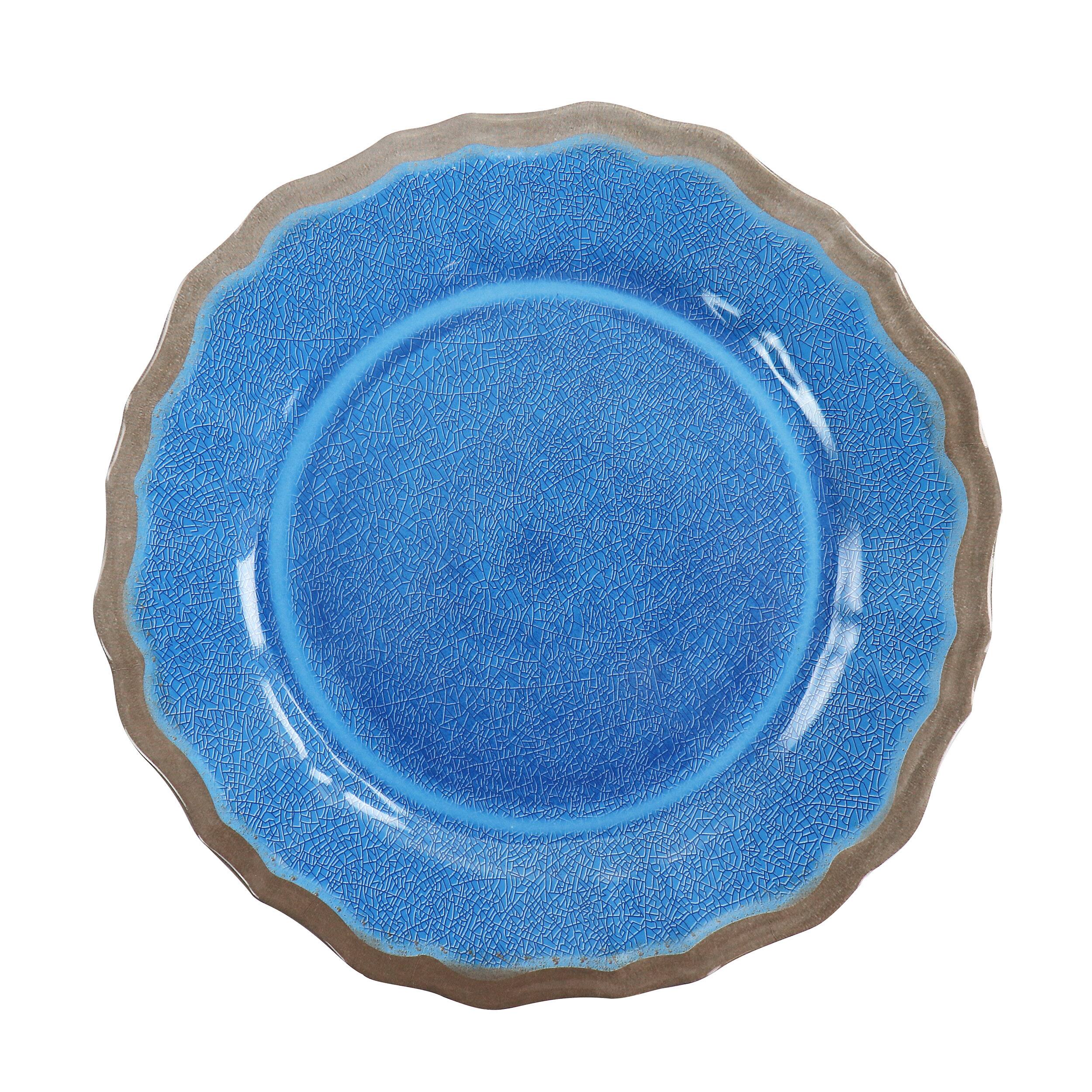 Back. Elama - Elama Roma 12 Piece Melamine Dinnerware Set in Blue - Blue.