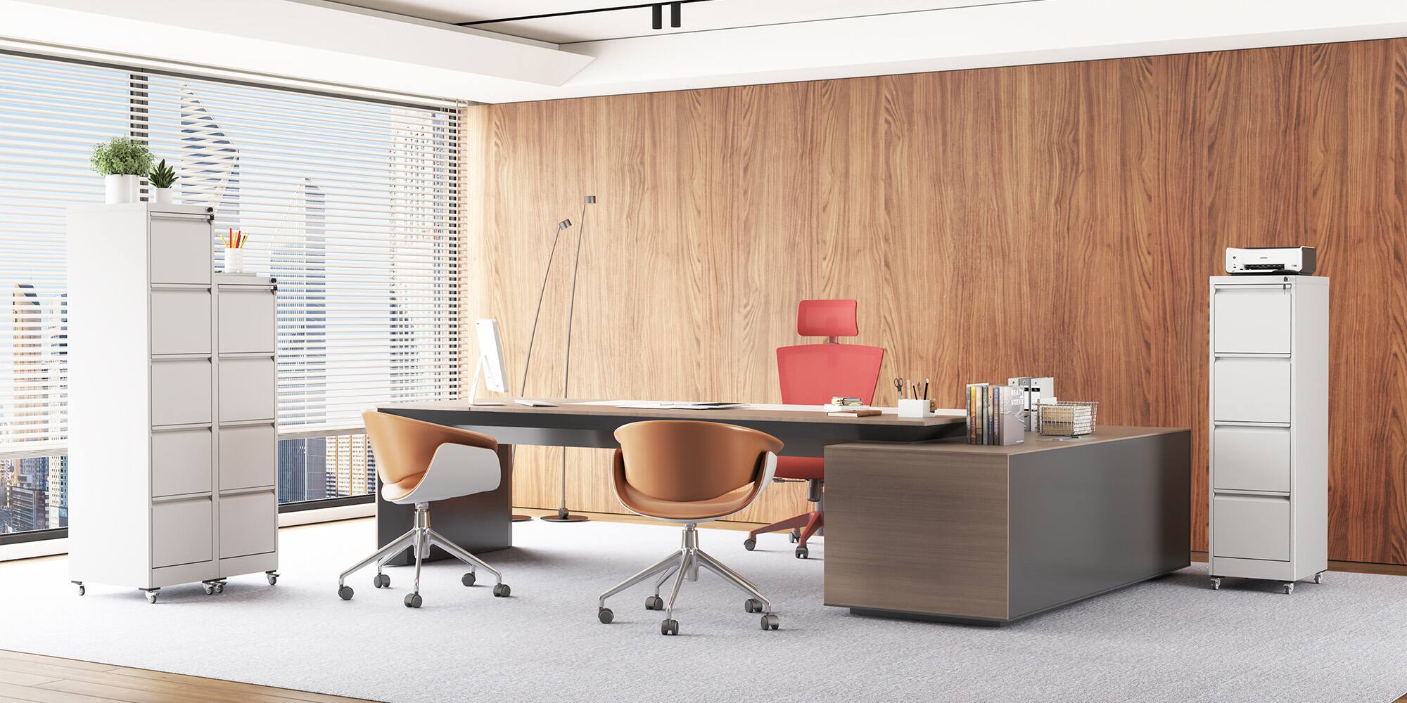 Alt View 8. GOODSILO - Heavy-Duty 4 Drawer Locking Vertical File Cabinet with Wheels for Office and Home Document Storage - White.