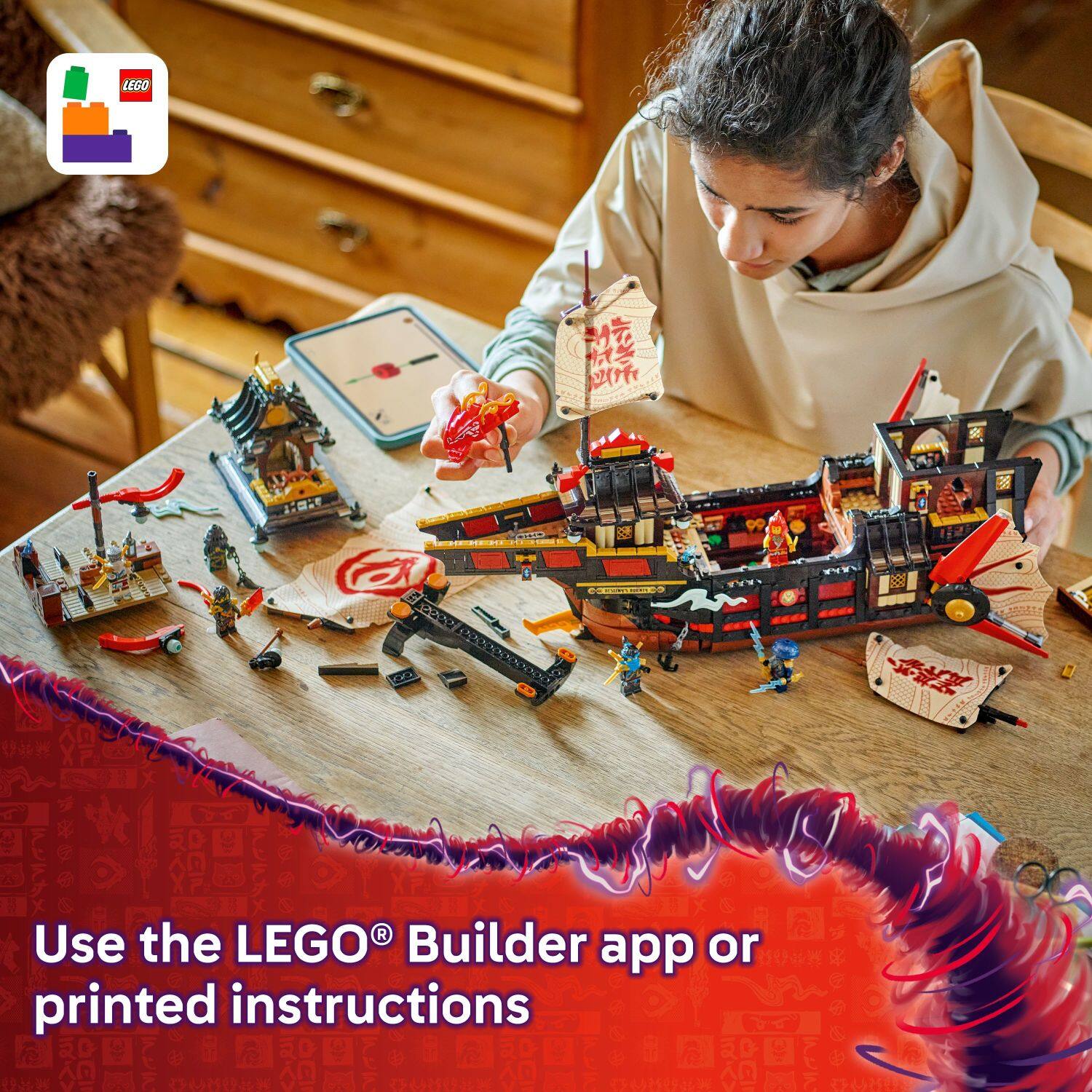 Use the LEGO Builder app or printed instructions