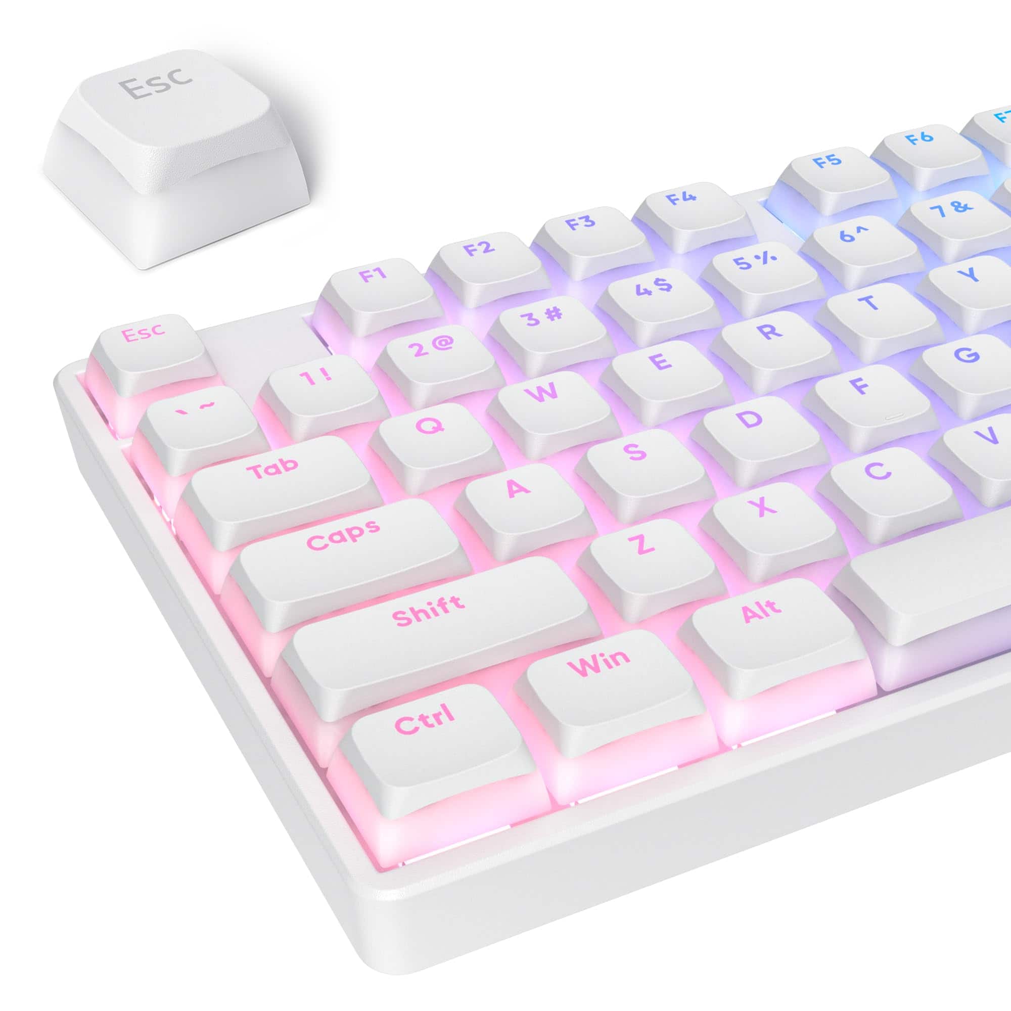 Live At Space - Pbt Double Shot 104 Keys Keycaps Oem Profile Custom Set For 61/87/104 Mx Switches Mechanical Keyboard ✅ 【Long-lasting - White Pudding