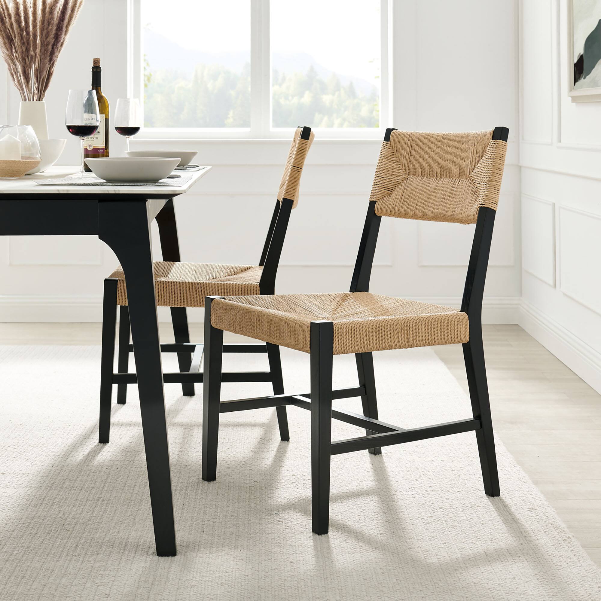Alt View 1. Modway - Bodie Wood Dining Chair Set of 2 by Modway - Black Natural.