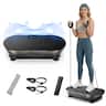 MERACH - Vibration Plate for Lymphatic Drainage Weight Loss Muscle Activation LED Touch Screen Bluetooth Plate Vibration - Silver Black