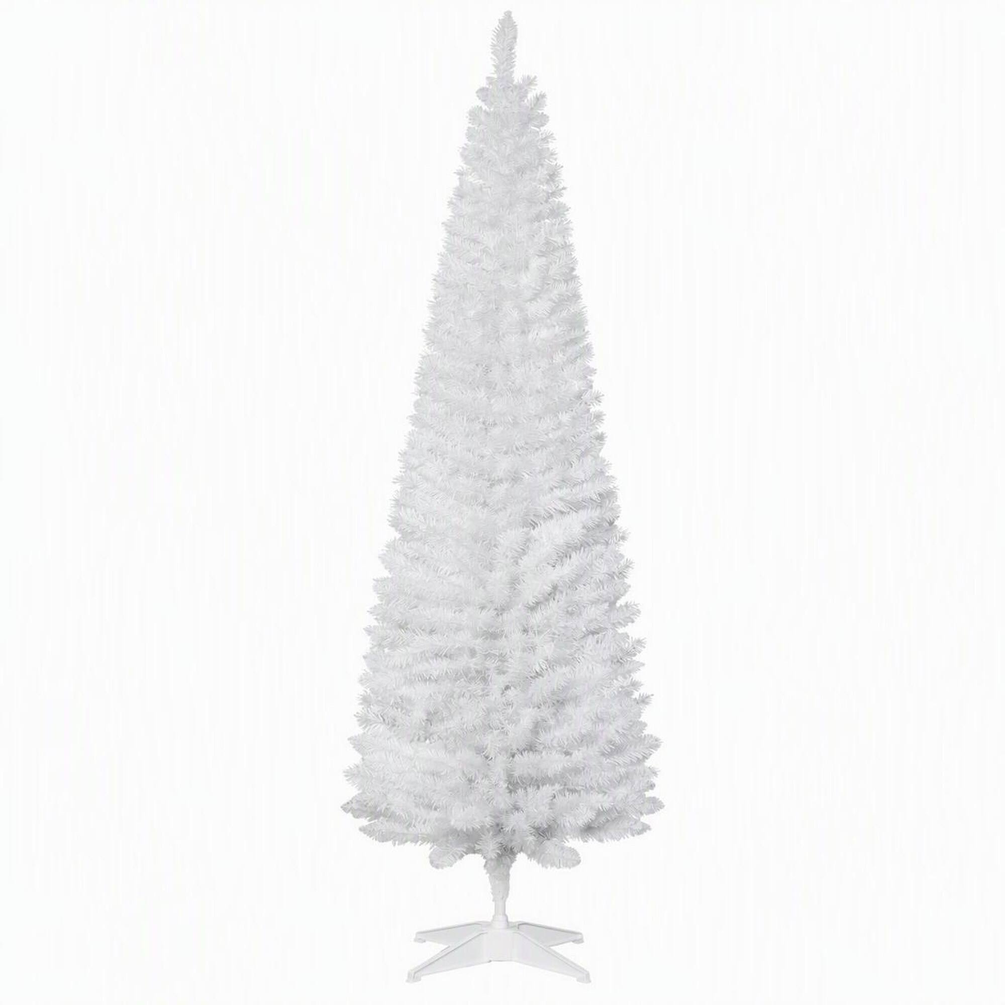 Front. RYHNUYNE - Slim Artificial Christmas Tree, Realistic Branch Tips Space-Saving Design Perfect Cozy Holiday Home Decoration - White.