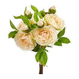 BreeBe - 11" Camellia Artificial Flower Bouquet (Set of 4) - Peach