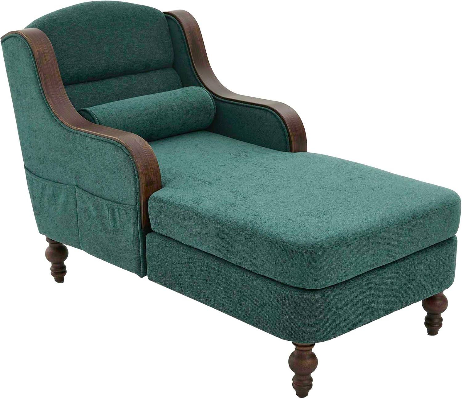 Alt View 6. Trinkets Crazed - Oversized Chaise Lounge Indoor,Fabric Single Sofa Bed with Wide Seat,Upholstered Lazy Sleeper Armchair - green.