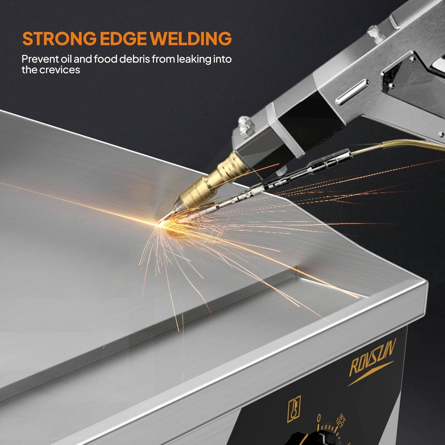 STRONG EDGE WELDING  
Prevent oil and food debris from leaking into the crevices
