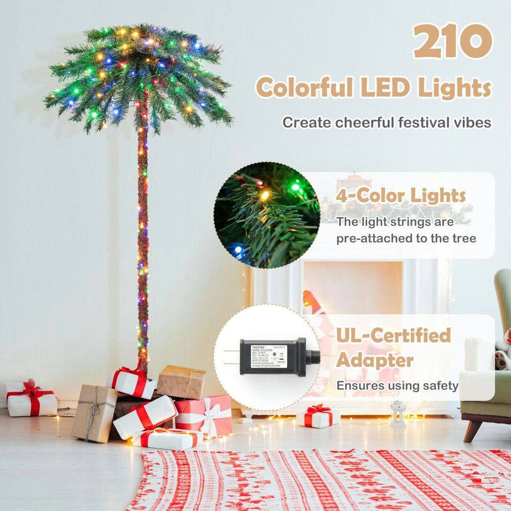 210 Colorful LED Lights  
Create cheerful festival vibes  

4-Color Lights  
The light strings are pre-attached to the tree  

UL-Certified Adapter  
Ensures using safety