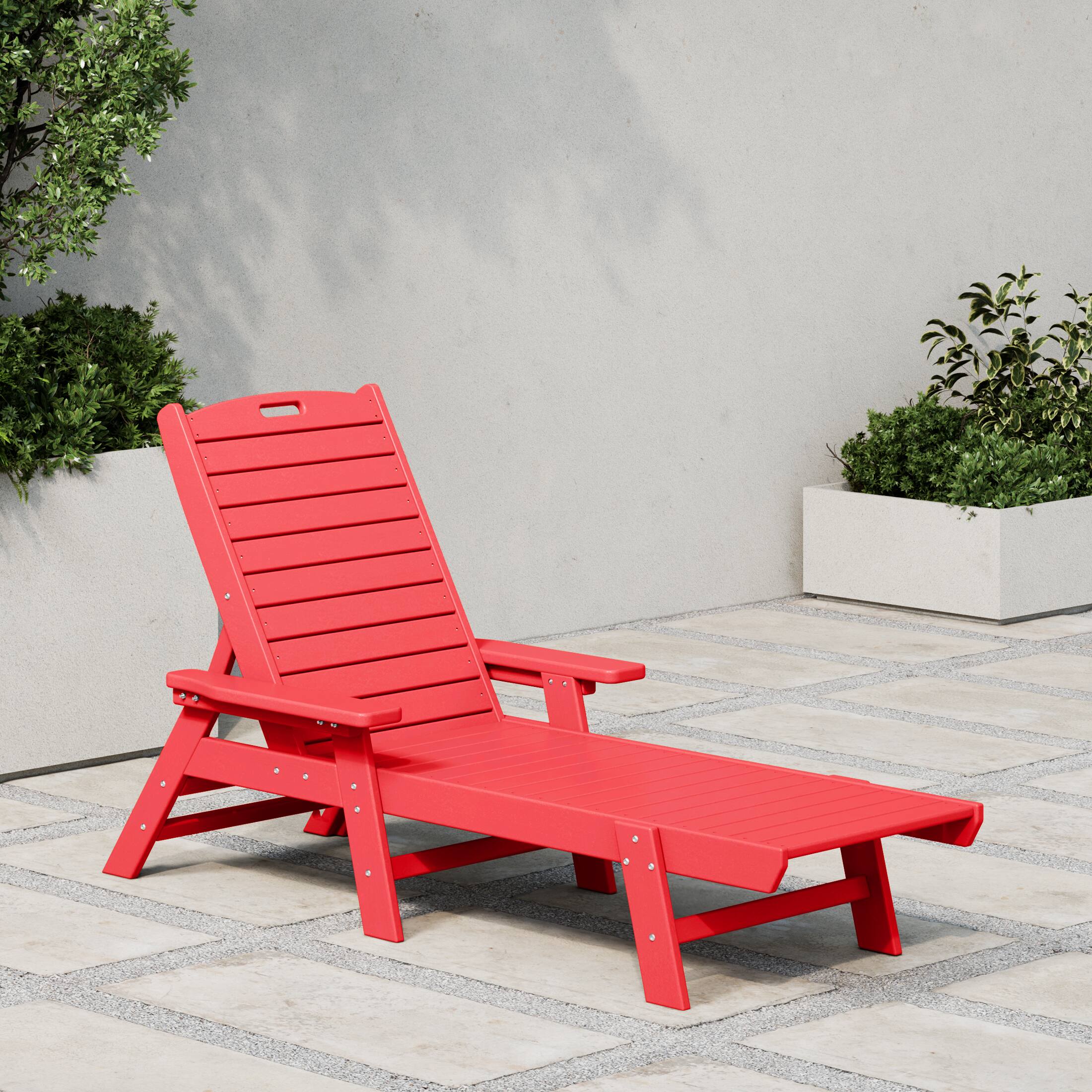 Angle. WestinTrends - WestinTrends Malibu Poly Reclining Chaise Lounge - Red.