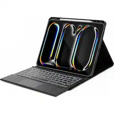 Angle. SaharaCase - Navigate Series Keyboard Case with Track Pad for Apple iPad Pro (M4 2024/M5 2025) 13" - Black.