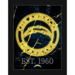Fan Creations - Los Angeles Chargers 12'' x 16'' Framed Circle Logo Print - Black