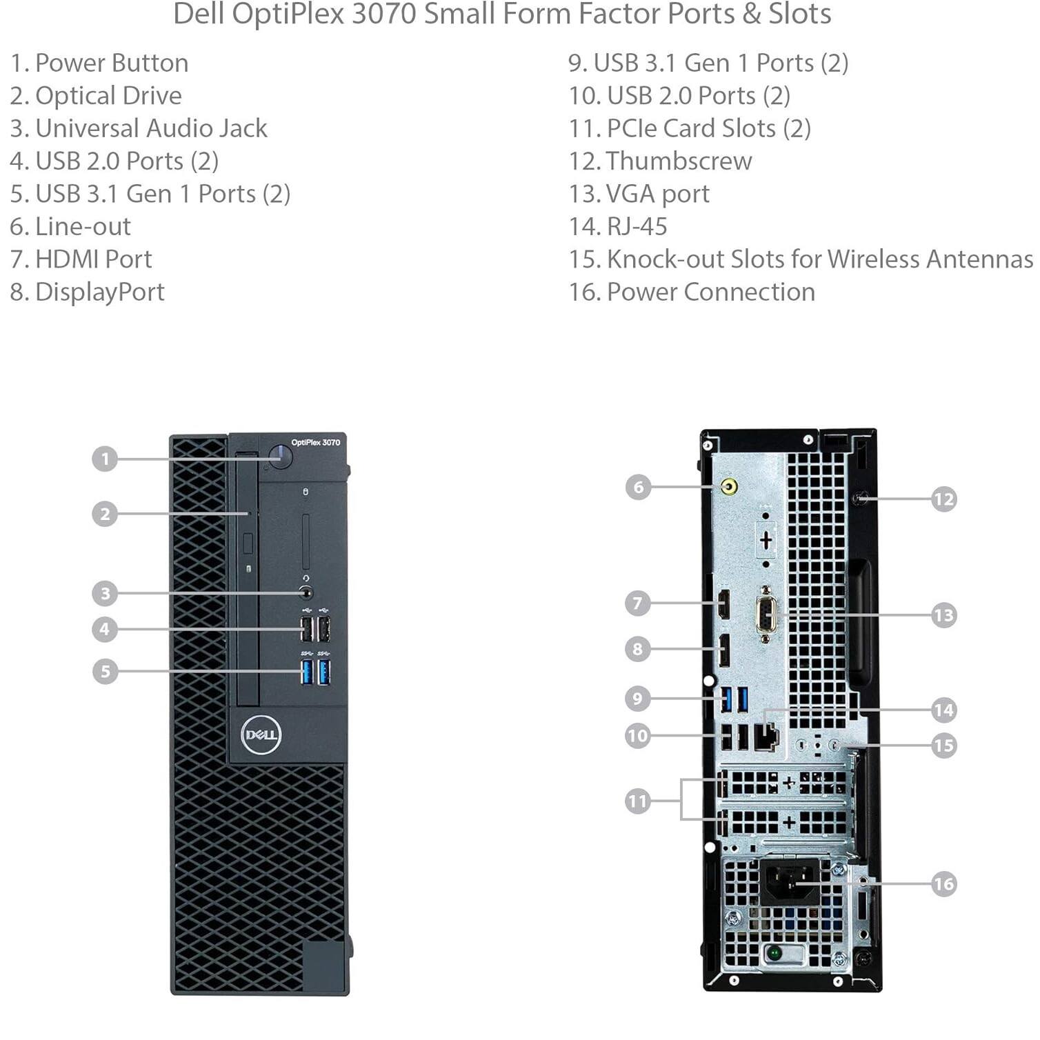 Alt View 3. Dell - Dell OptiPlex 3070 SFF Desktop PC, Intel Core i7-9700 up to 4.7GHz, 32GB DDR4 RAM, 1TB SSD, USB Keyboard&Mouse, Win11Pro - Black.