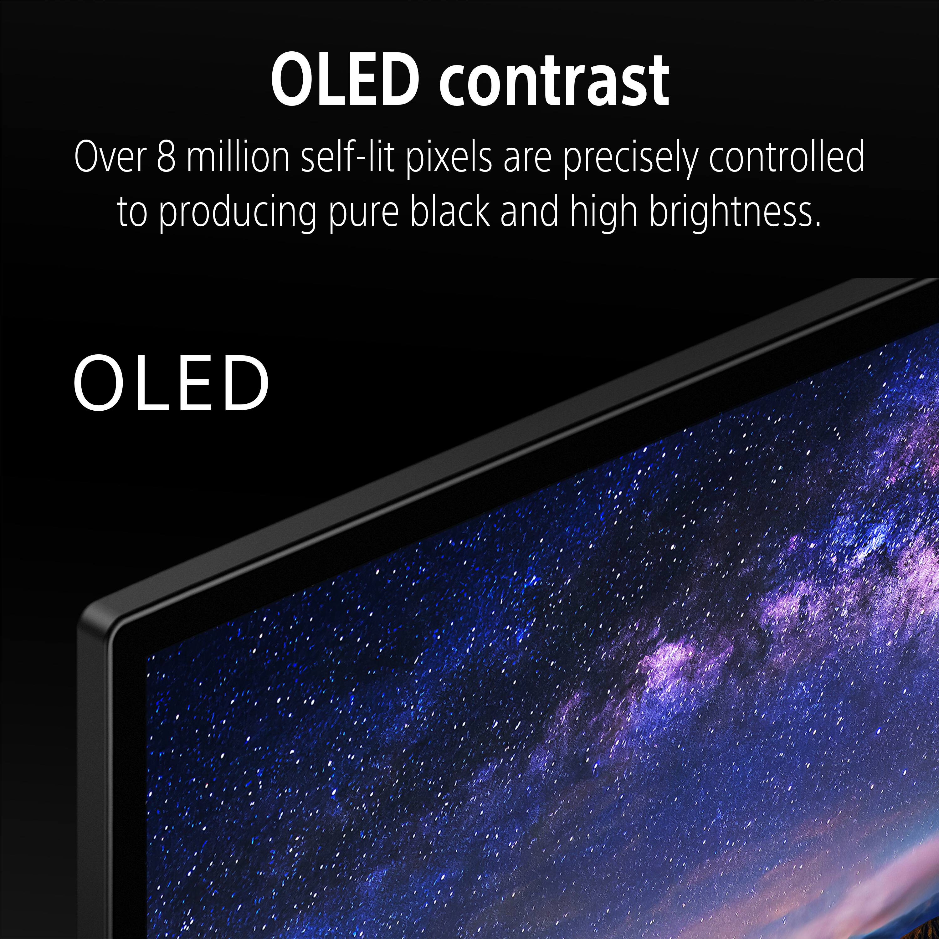 OLED contrast  
Over 8 million self-lit pixels are precisely controlled to producing pure black and high brightness.  
OLED