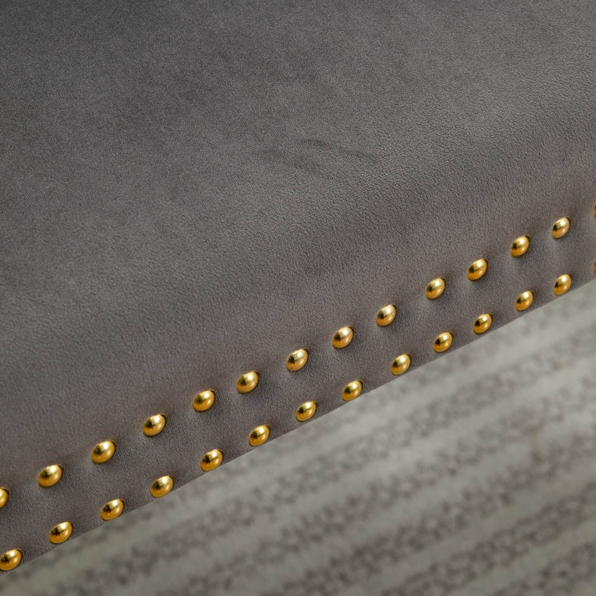 Alt View 7. GOODSILO - Velvet Tufted Double Seater Dining Bench with Gold Accent Legs for Kitchen and Dining Room Seating - Gray.