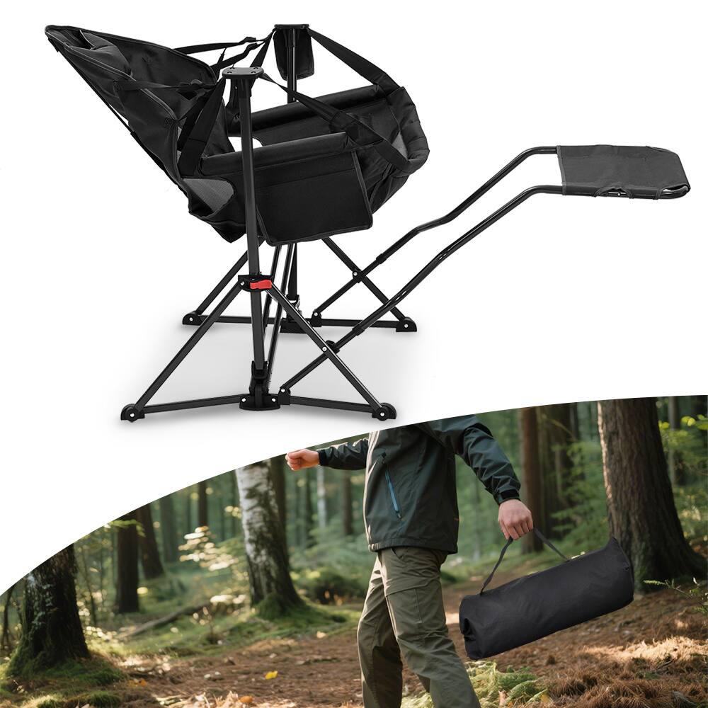 Left. Ainfox - Ainfox Hammock Camping Chair with Footrest - black.