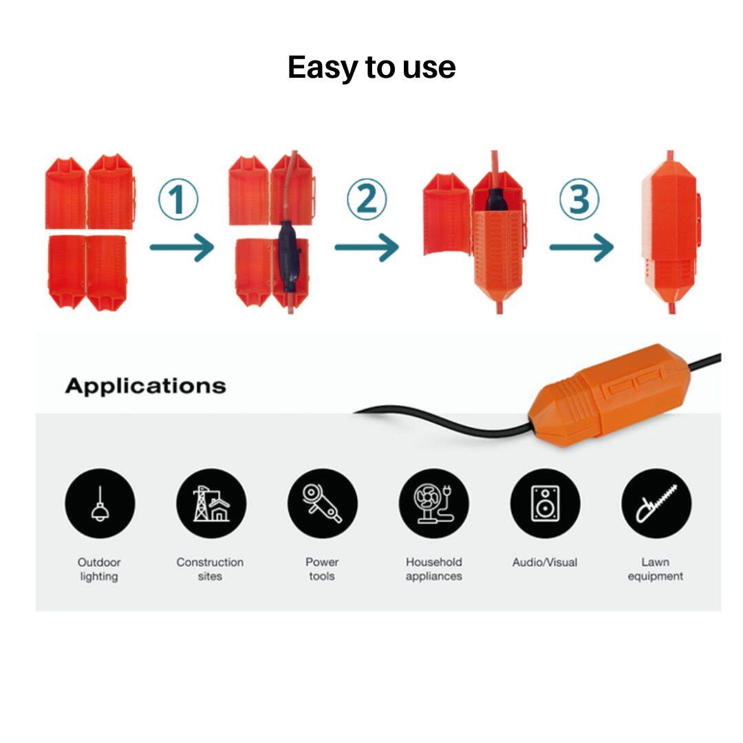 Easy to use

Applications

- Outdoor lighting
- Construction sites
- Power tools
- Household appliances
- Audio/Visual
- Lawn equipment