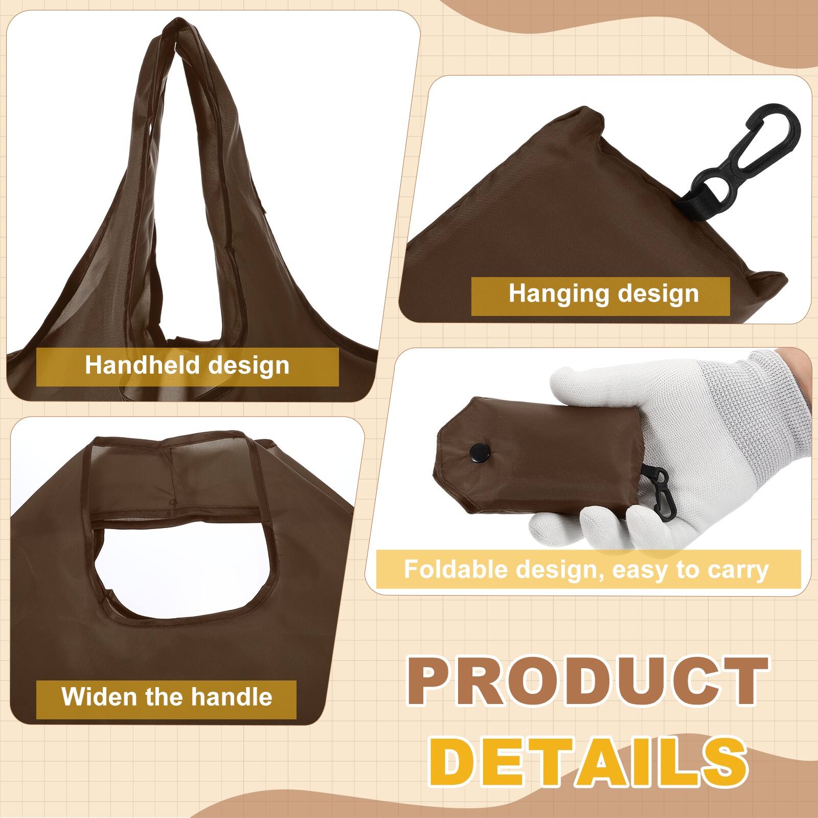 - Hanging design
- Handheld design
- Foldable design, easy to carry
- Widen the handle

PRODUCT DETAILS