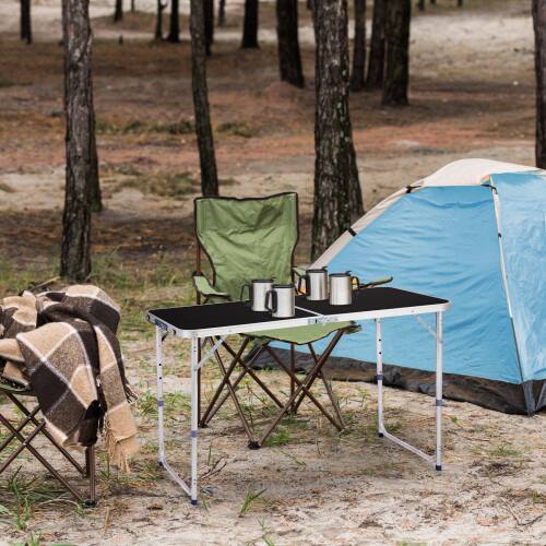 Alt View 10. Winado - 4FT Portable Folding Table with Carrying Handle, Adjustable Height Lightweight for Indoor Outdoor Picnic Camping Party - Black.
