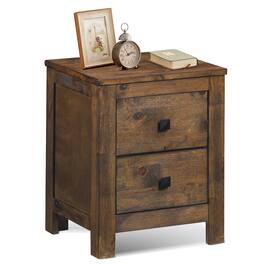 Costway - Nightstand Bed Sofa Side End Coffee Table Wood 2 Storage Sliding Drawers Bedroom - Oak