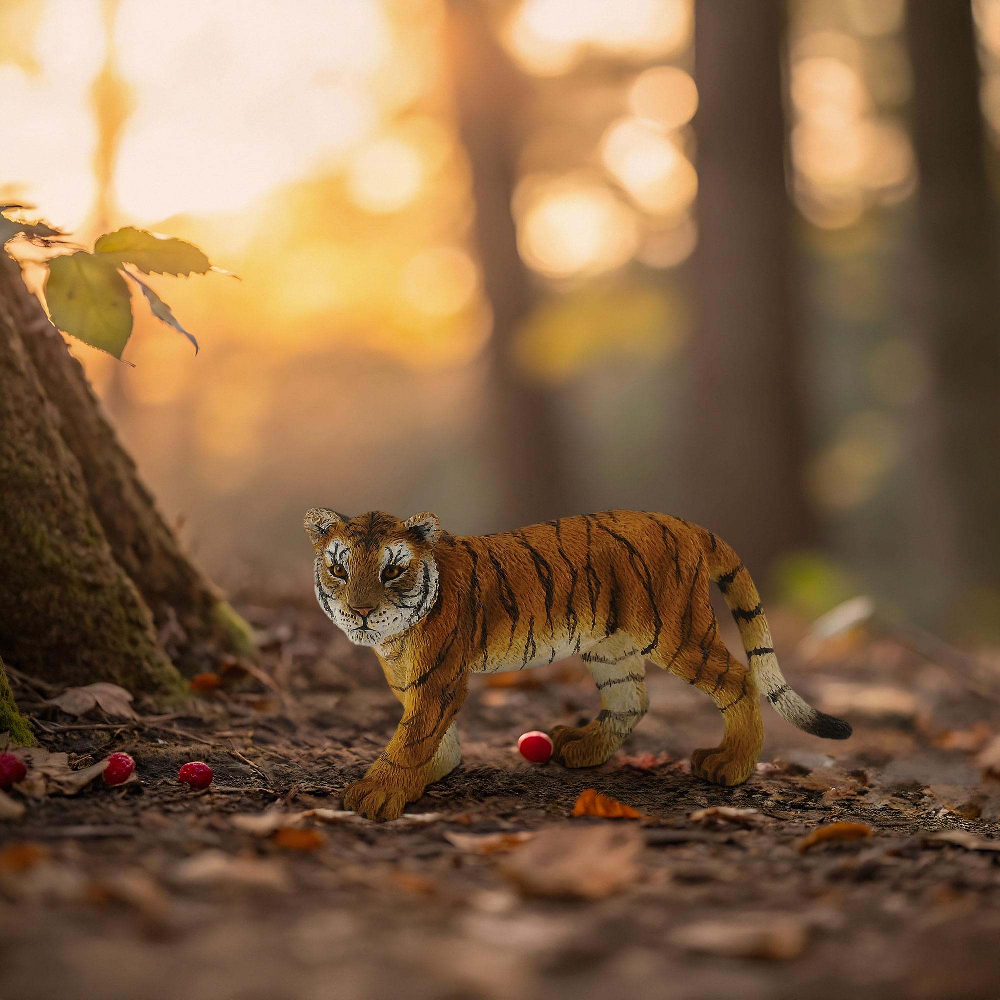 Alt View 1. Breyer - CollectA Wildlife Collection Miniature Figure | Tiger Cub - Orange.