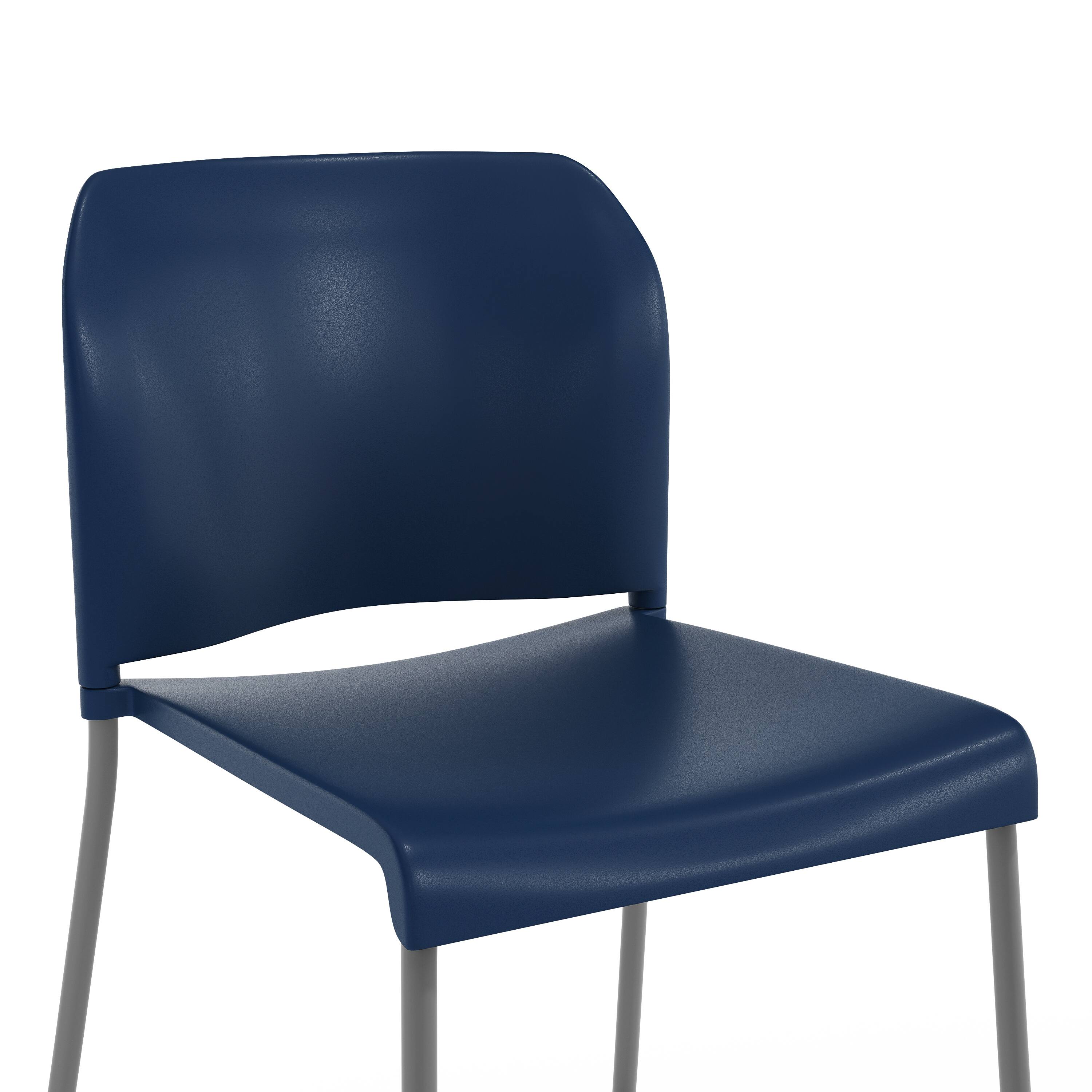 Alt View 10. Emma + Oliver - Calliope Stackable Office Reception Barstool with Contoured Backrest and Chrome Sled Base - Navy Plastic/Gray Frame.