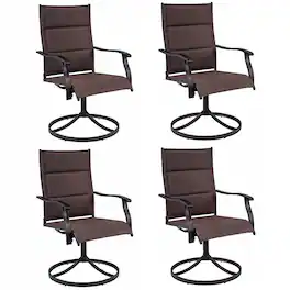 Costway - Padded Patio Swivel Chairs Set of 4, Ergonomic Outdoor Dining Chairs with High Back - Brown