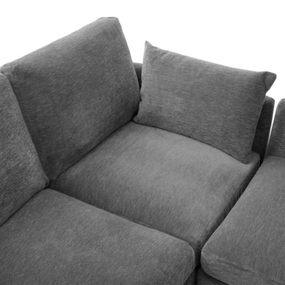 Alt View 1. LUCKY ONE - 85.4" Modular U-Shape L-Shape Convertible Sofa Bed w/ Movable Ottoman 2 USB Ports - Grey.