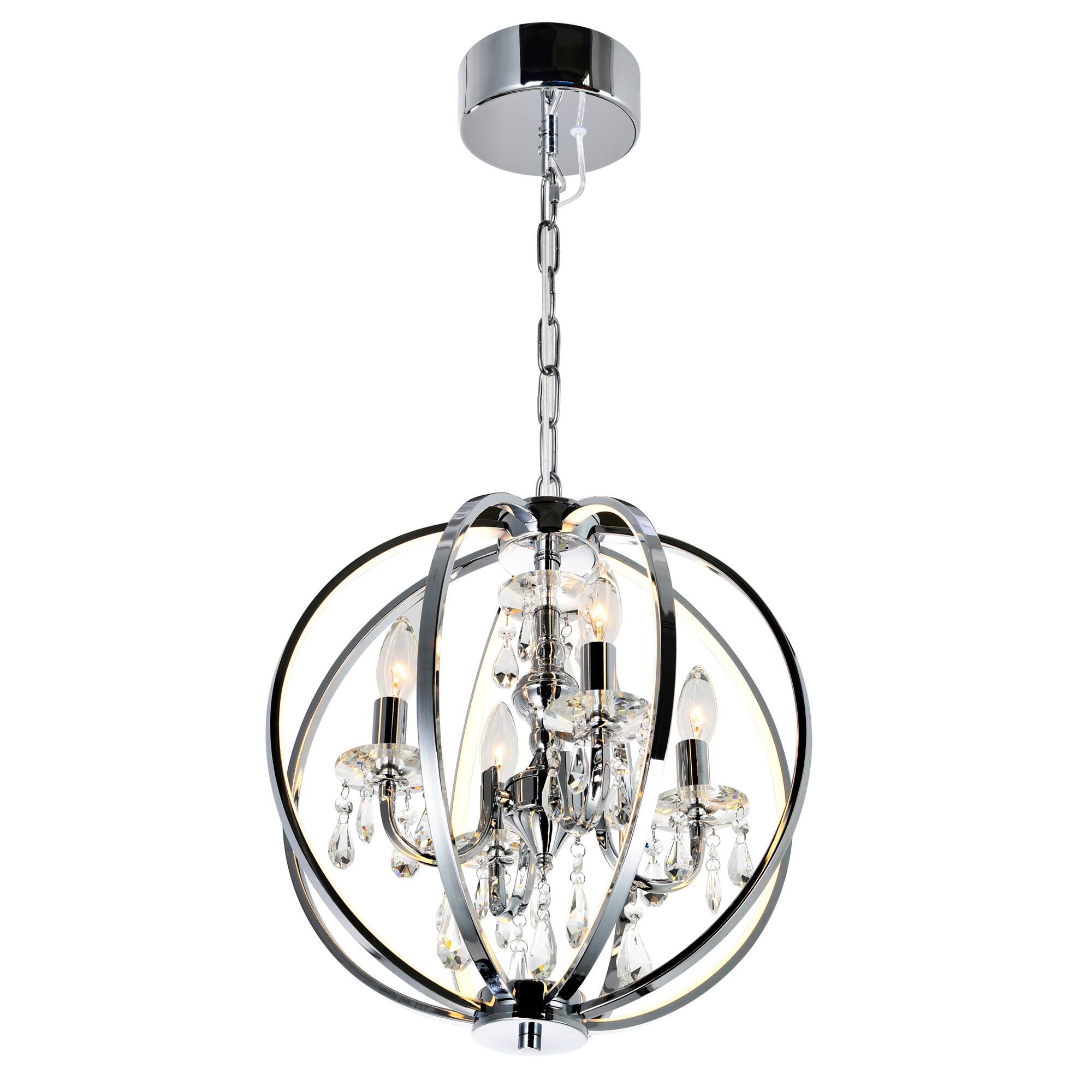 Left. CWI Lighting - Abia 4 Light Up Chandelier With Chrome Finish - Chrome.
