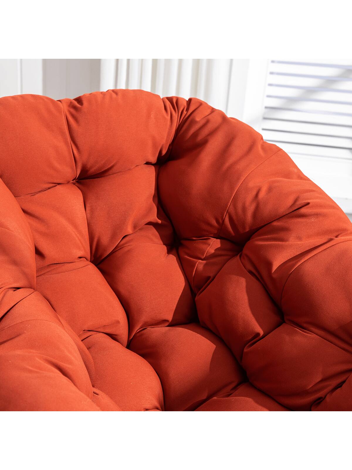 Alt View 2. Trinkets Crazed - Outdoor Patio Rocking Chair Set Of 2,Comfy Wicker Rocker Chair With Padded Cushion,Oversized Rattan Papasan Egg Chair - Orange.