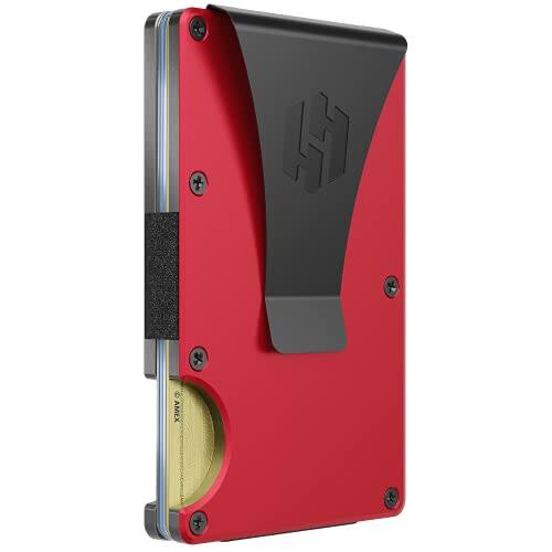 Front. Vulpecula Spade - Wallet For Men - Reinvented Design Men's Wallet - Slim, Minimalistic & Seamless Card Case, Blocks RFID Scanners, Holds - Crimson.