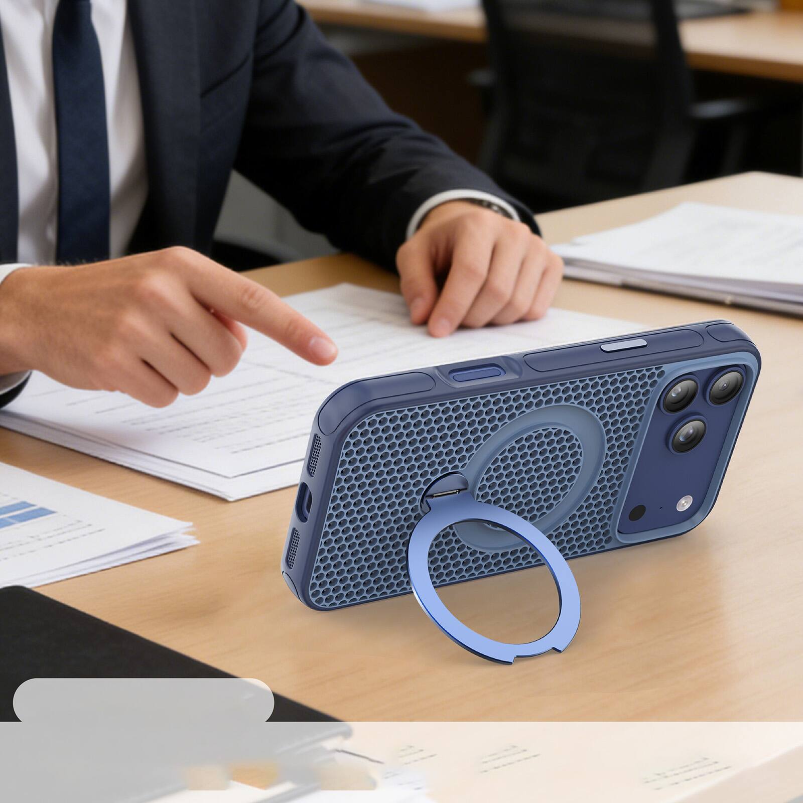 Alt View 1. UUCOVER - For Apple iPhone 17 Pro Max Magnetic Case with Rotating Ring Kickstand Compatible with MagSafe, Heat Dissipation Cover - Black.