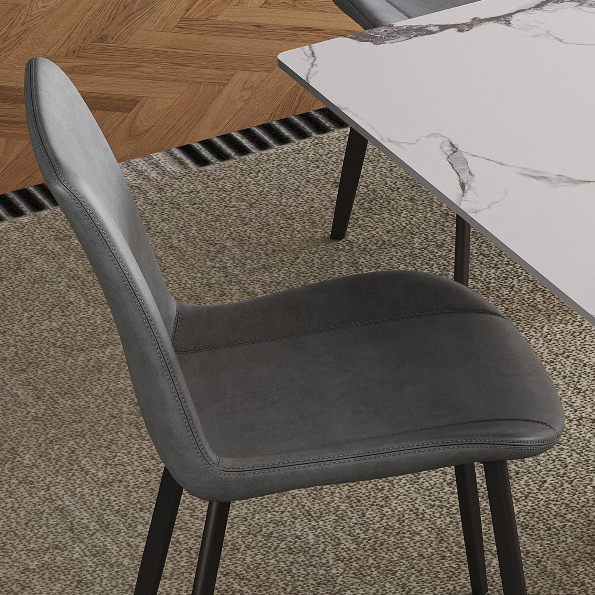 Alt View 4. GOODSILO - Modern Dining Chair with PU Leather Upholstery and Metal Frame for Kitchen and Dining Room, Set of 4 - Grey.