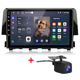 Junsun - Backup Camera 9" carplay Android15 2+64GB For Honda Civic 2016-2020 Car Stereo Radio GPS Navi RDS WIFI RDS DSP SWC BT FM - Black