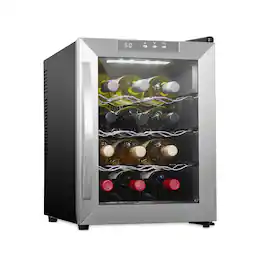 Schmecke - 12 Bottle Thermoelectric Wine Cooler, Quiet Freestanding Wine Fridge - Stainless Steel