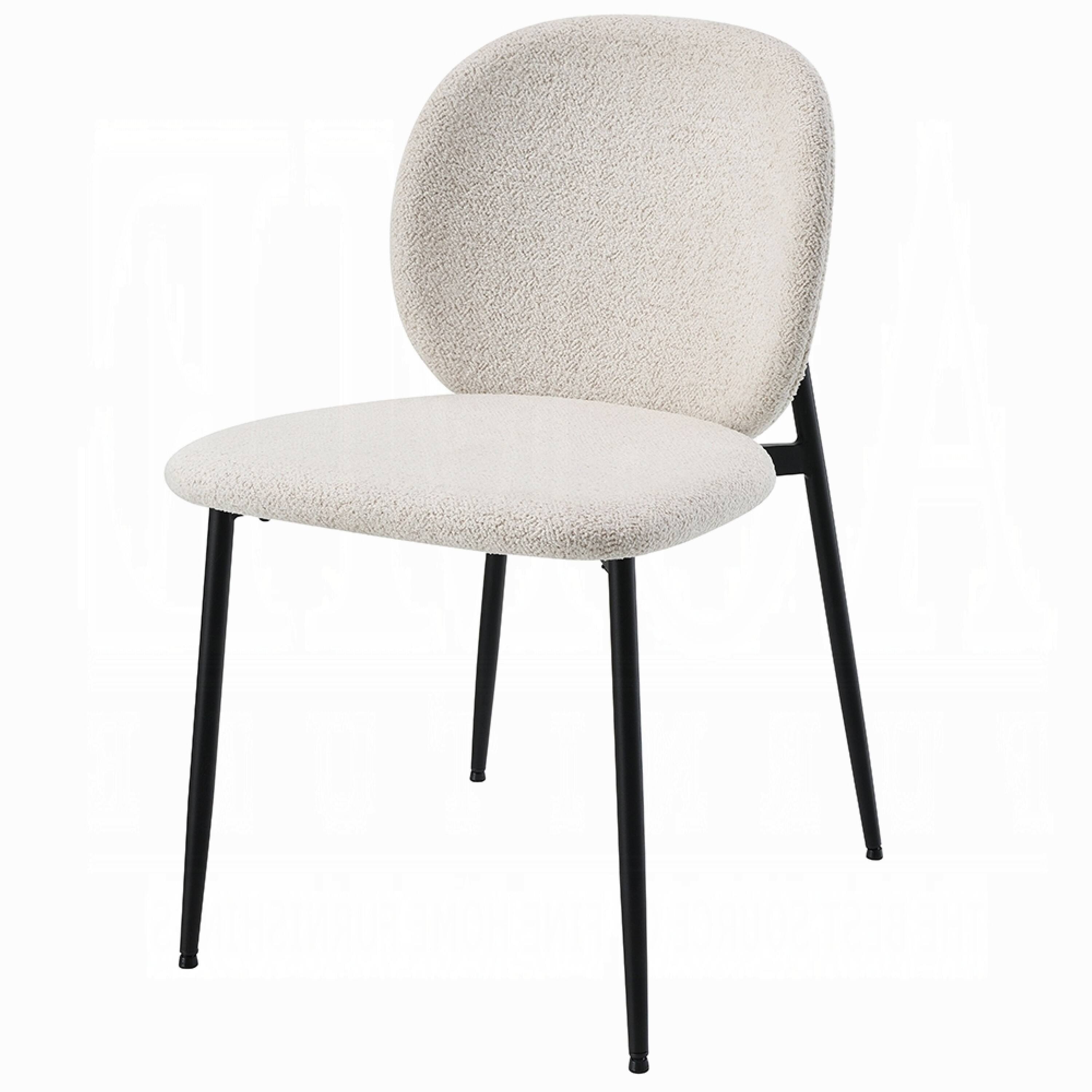 Alt View 2. Manhattan Lane - Laus Side Dining Chair Set of 2, White Boucle, Sleek Black Metal - White, Black.