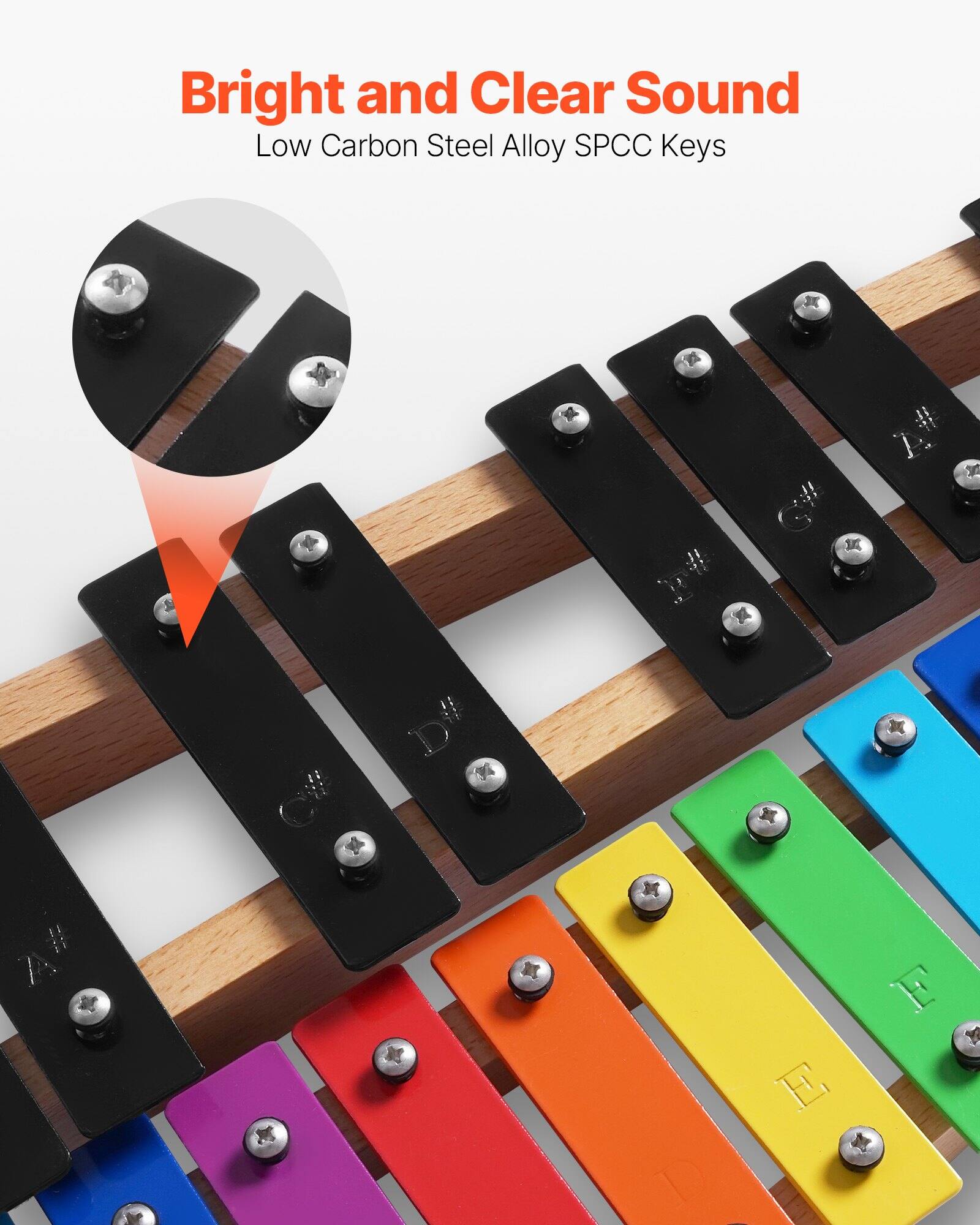 Bright and Clear Sound  
Low Carbon Steel Alloy SPCC Keys