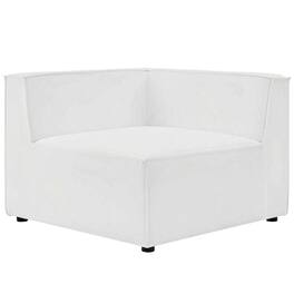 Outdoor Escape - Outdoor Patio Upholstered Sectional Sofa Corner Chair, Armrests, Cushioned Seat - White