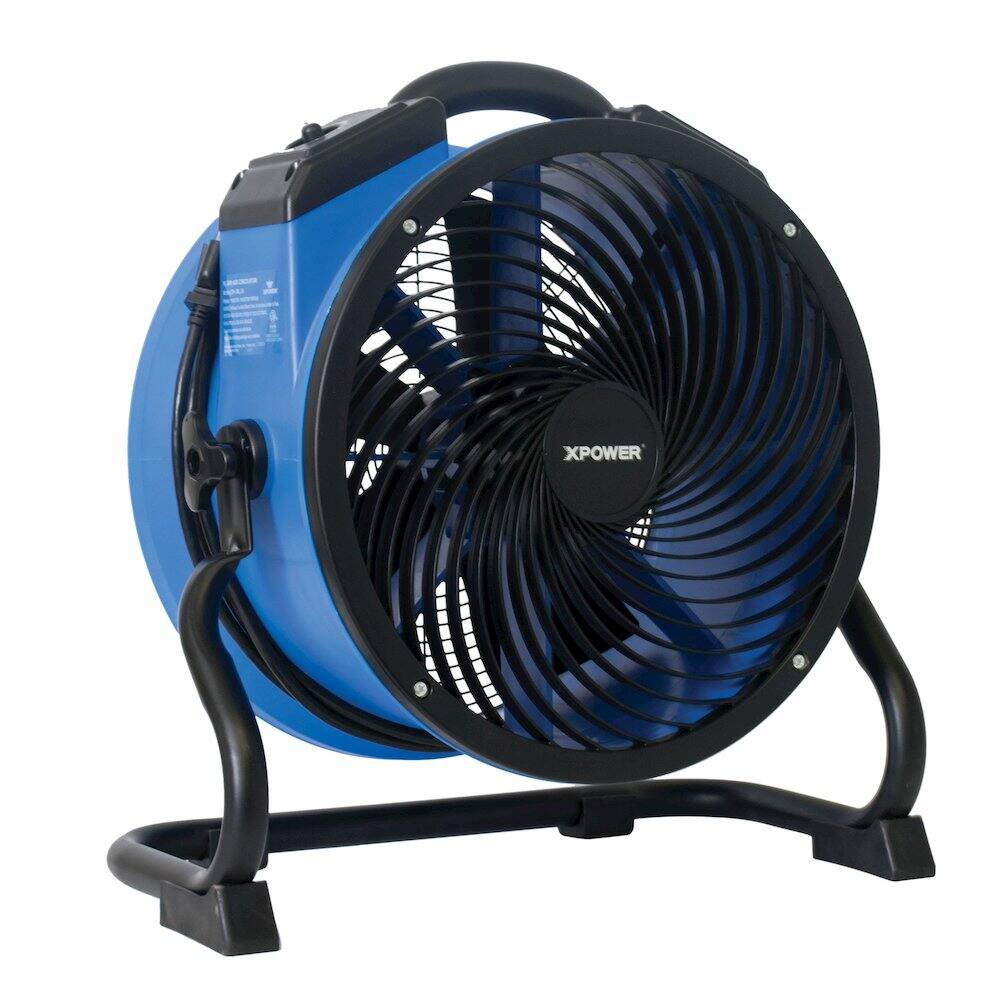 Left. XPOWER - 1/4 HP 2100 CFM 4 Speed Portable 14" Grade Utility Fan - Blue.
