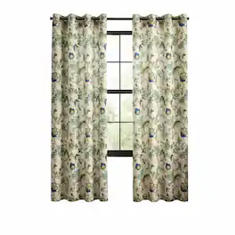 Ellis Curtain - ELLIS 100% Polyester Brissac Colrful Jacobean Pattern Grommet Panel Lined 50" x 84" - Blue