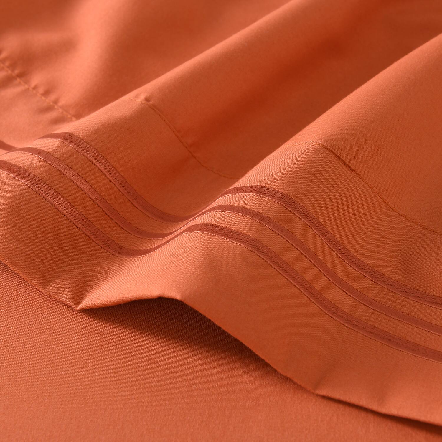 Back. MarCielo - Marcielo 3/4 Pcs Soft Solid & Embroidery Bed Sheets Set - Salmon.
