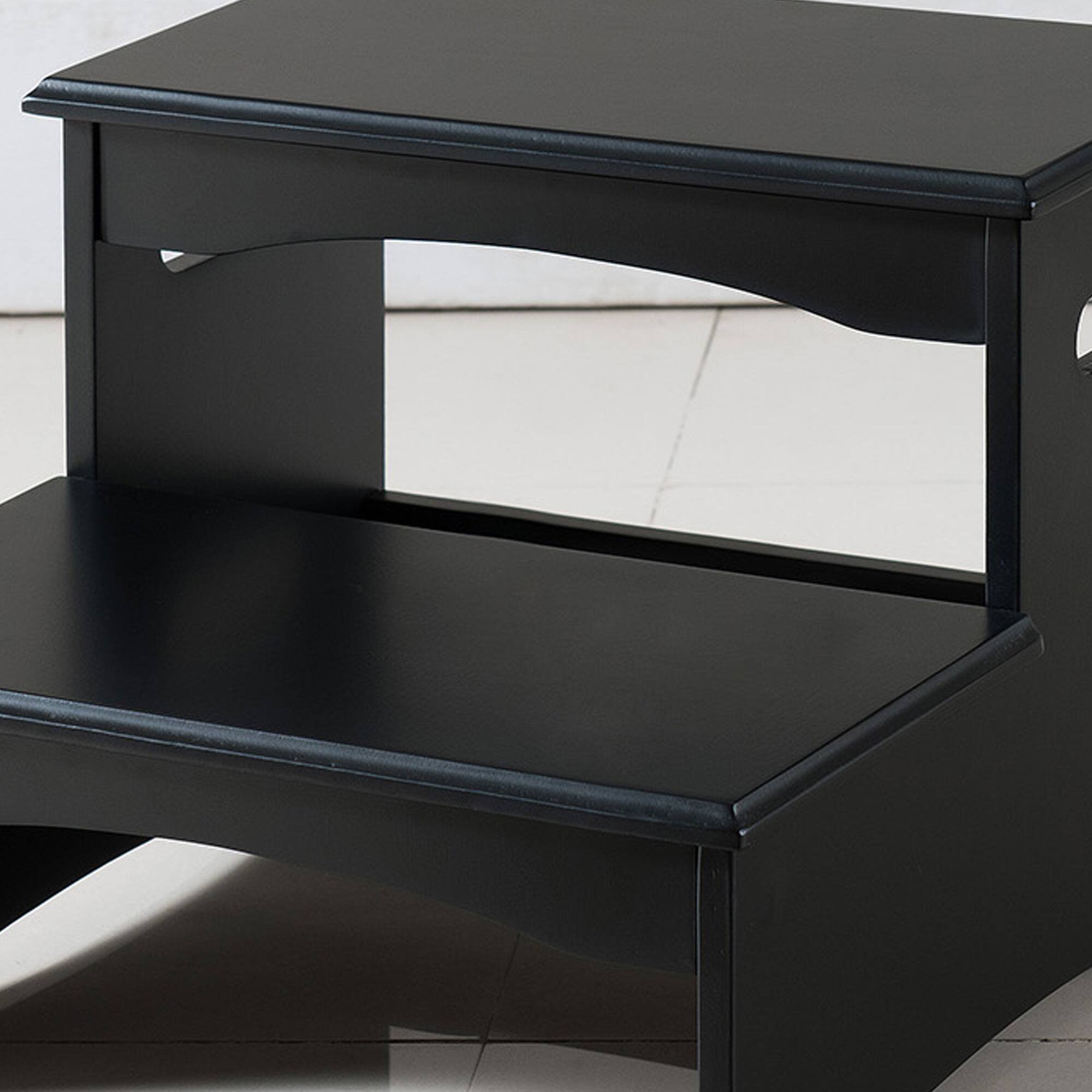 Back. Kings Brand Furniture - Kings Brand Furniture Courtney Wood Bedroom Step Stool – 2-Step Design for Kids, Adults & Home Storage - Black.