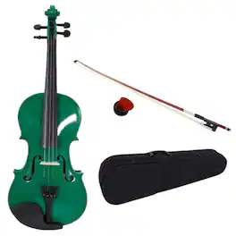 Home Collection - 4/4 Size Student Acoustic Violin Fiddle with Case, Bow, and Rosin - Green