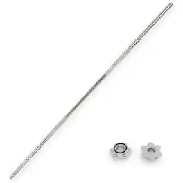 Sunny Health & Fitness - 60" Standard Barbell with Star-lock collars, 300 lbs weight capacity - Silver