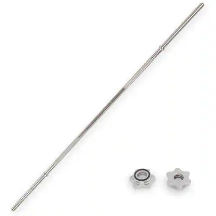 Front. Sunny Health & Fitness - 60" Standard Barbell with Star-lock collars, 300 lbs weight capacity - Silver.