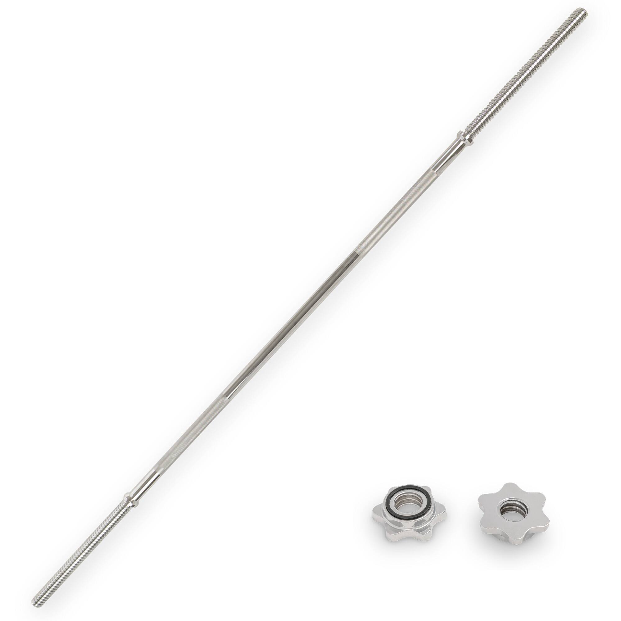 Sunny Health & Fitness - 60" Standard Barbell with Star-lock collars, 300 lbs weight capacity - Silver