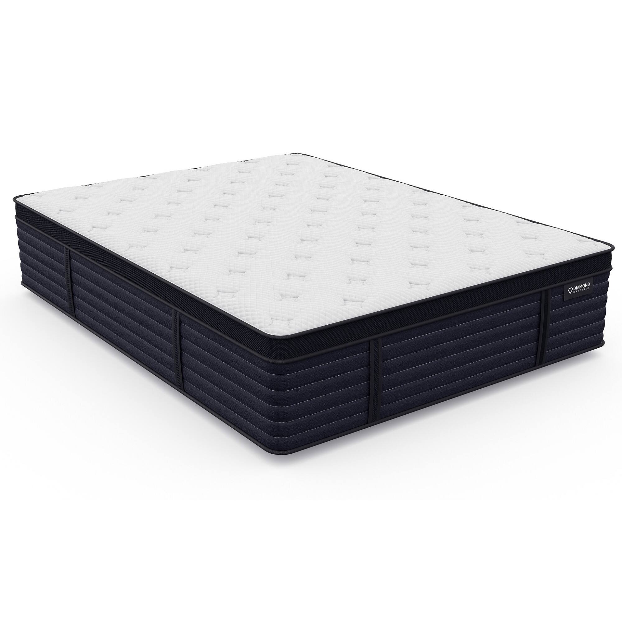 Front. Glintex - 14.5" Queen Medium Latex Hybrid Mattress with Cool-Touch Fabric, Made in USA - White.