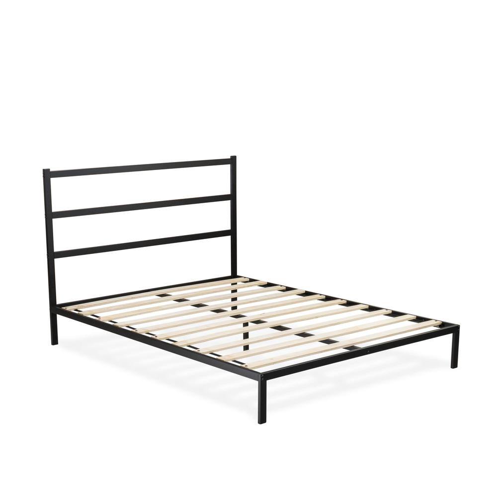 Left. East West Furniture - Fulton Queen Platform Bed with 5 Metal Legs - Magnificent Bed in Powder Coating Black Color - Black.