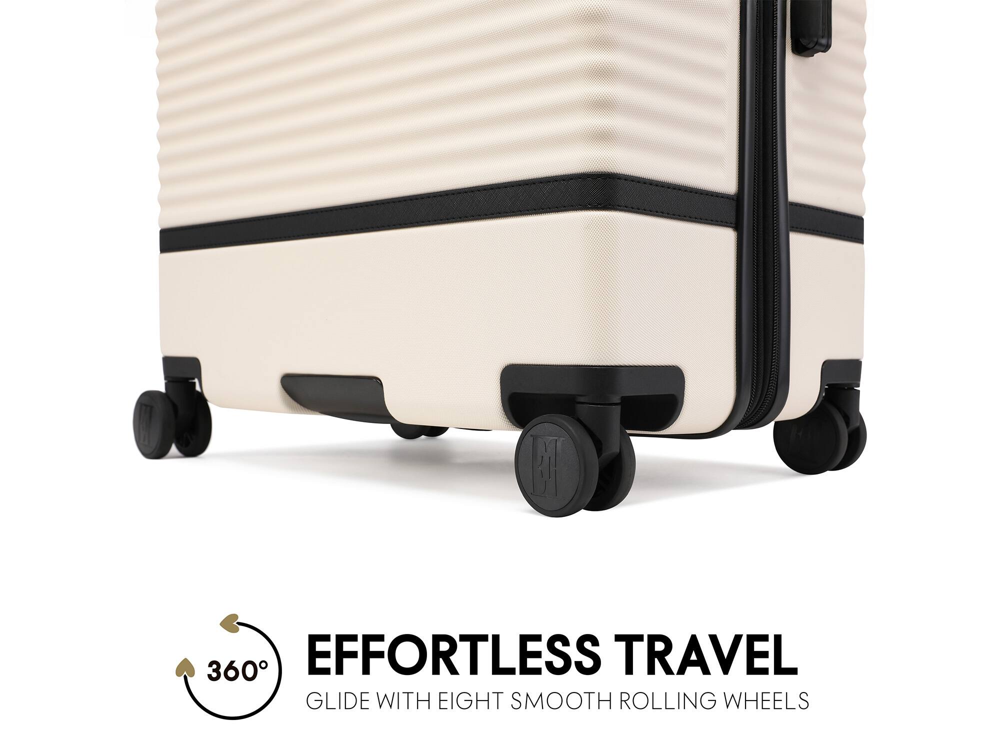 I 360° EFFORTLESS TRAVEL GLIDE WITH EIGHT SMOOTH ROLLING WHEELS